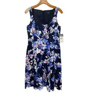Lauren Ralph Lauren Dress  Blue Floral Fairy Cottage Office‎ Size 6  NWT
